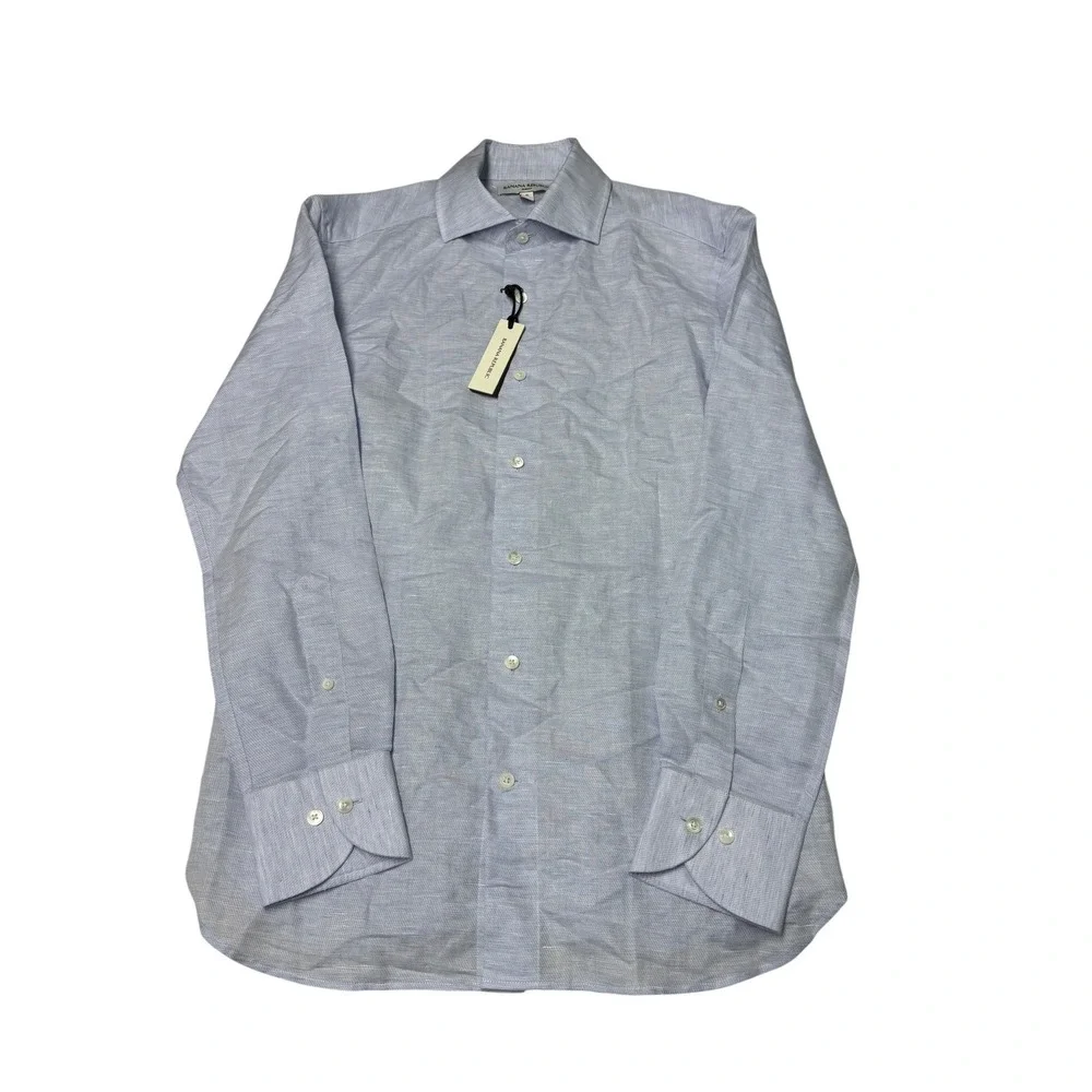NWT Banana Republic Slim Fit Mens S Light Blue Linen Cotton Blend‎ Button Down